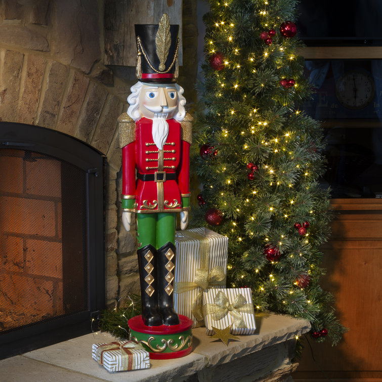 37-Inch Red and Green Resin Christmas Nutcracker Statue