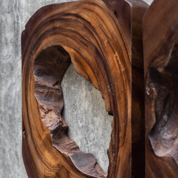 Adlai 12-Inch Brown Suar Wood Wall Art Set