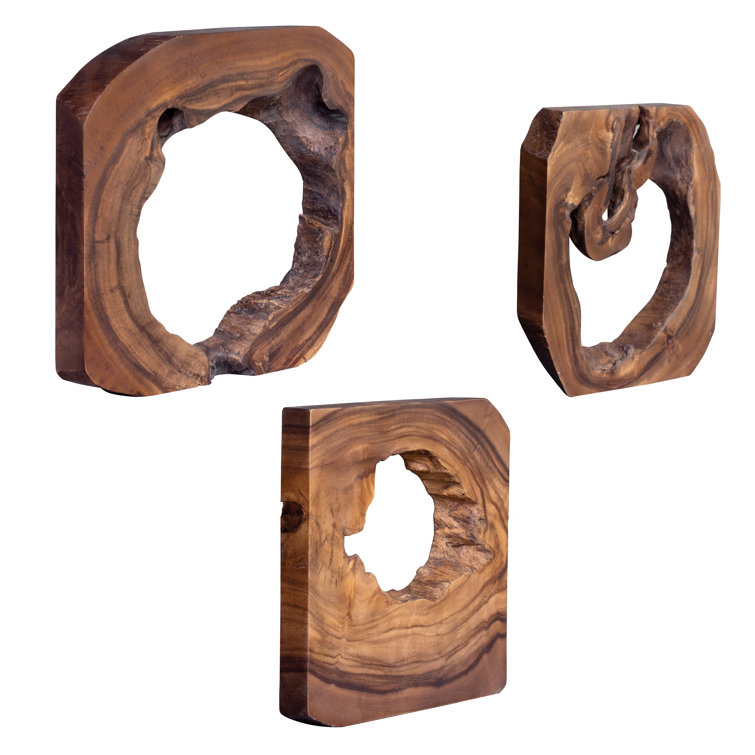 Adlai 12-Inch Brown Suar Wood Wall Art Set