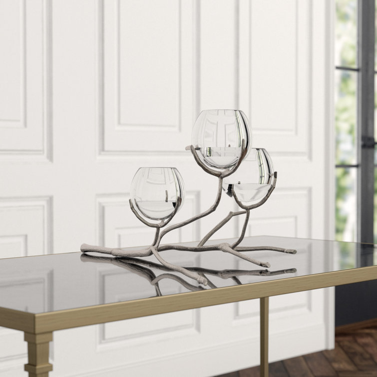 Nickel Finish Brass and Glass Coffee Table