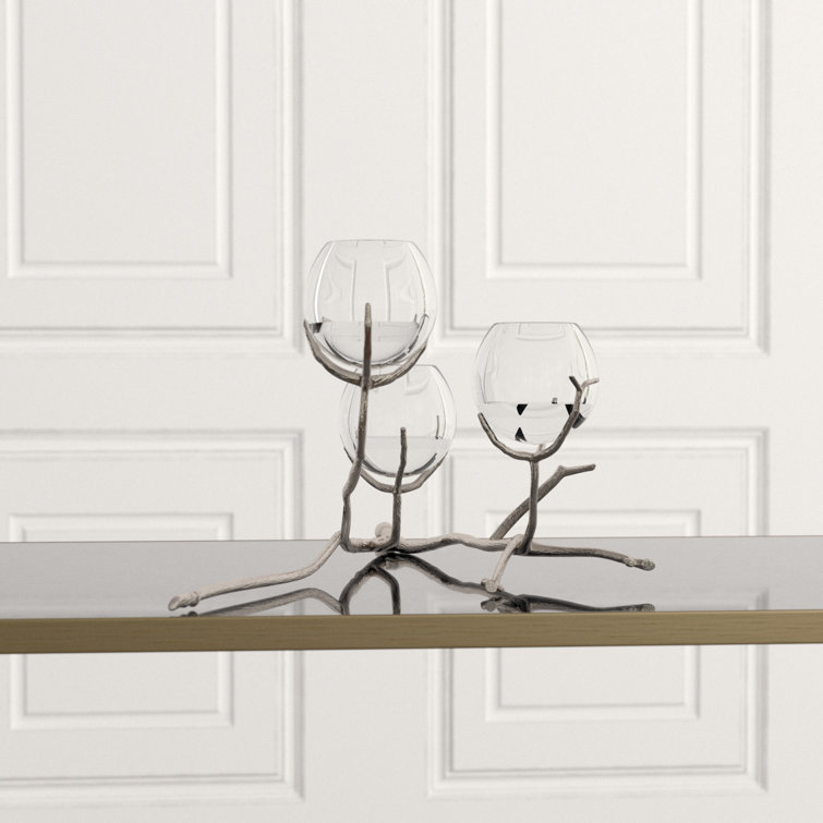 Nickel Finish Brass and Glass Coffee Table
