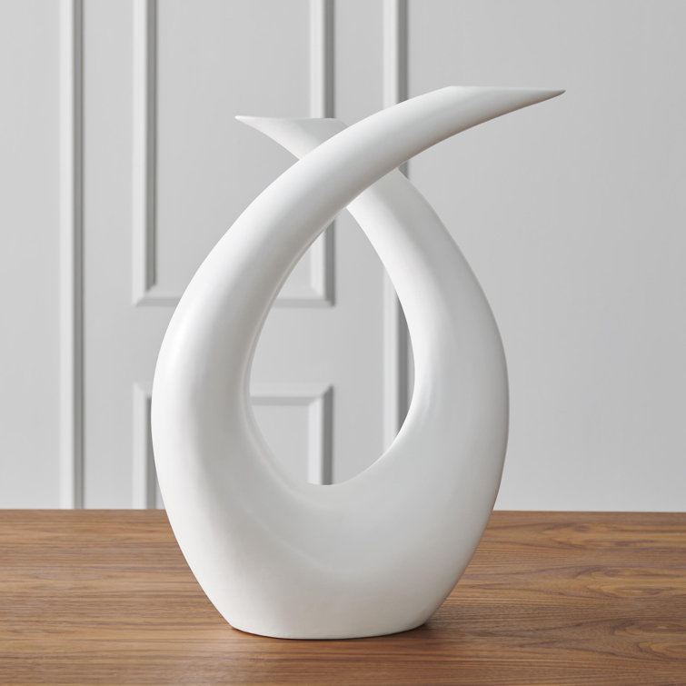 Matte White Ceramic Abstract Loop Sculpture