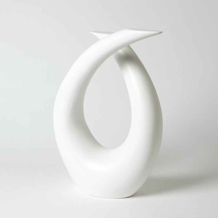 Matte White Ceramic Abstract Loop Sculpture