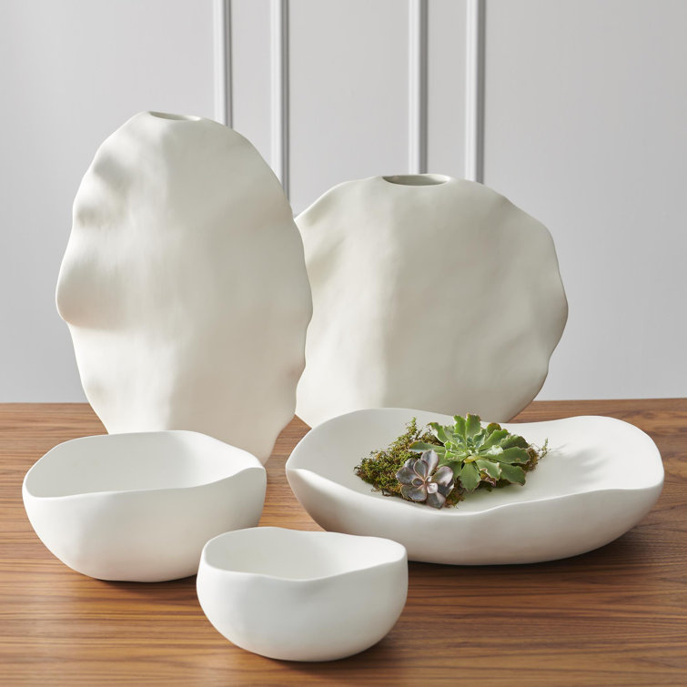 Matte White Organic Ceramic Salad and Fruit Bowl