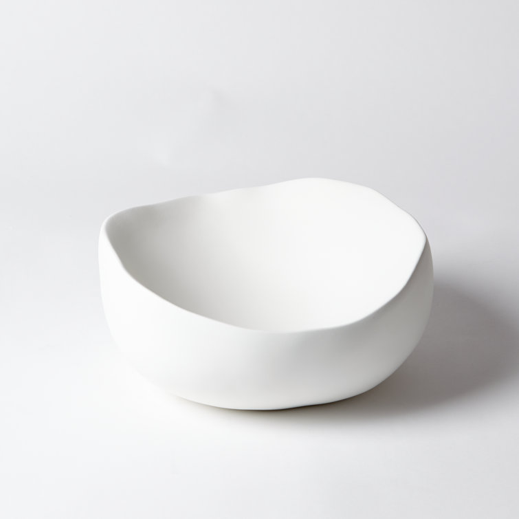 Matte White Organic Ceramic Salad and Fruit Bowl