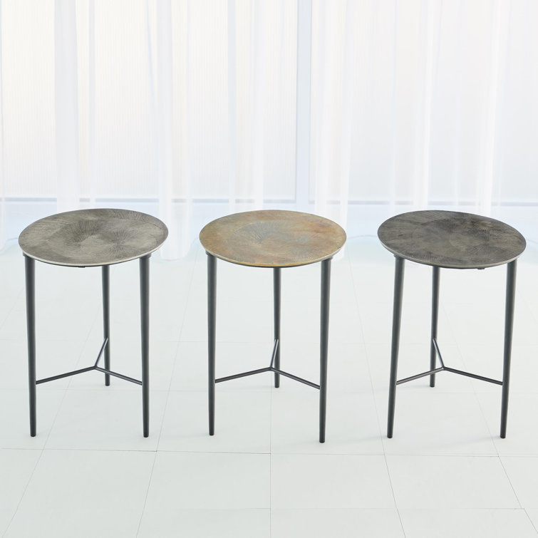 Round Brass and Black Metal Accent Table