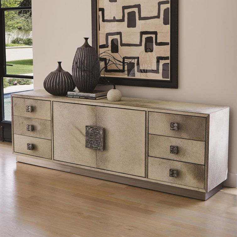 Metro Long Gray Hair-on-Hide Office Cabinet