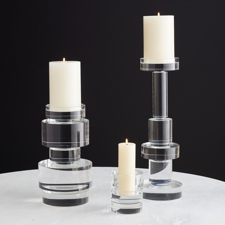 Brilliant Crystal Round Pillar Candle Holder, Small