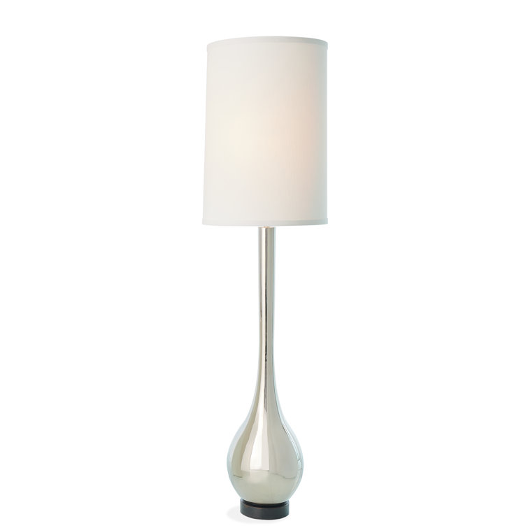 Nickel Finish 2-Light Floor Lamp with Black Granite Base