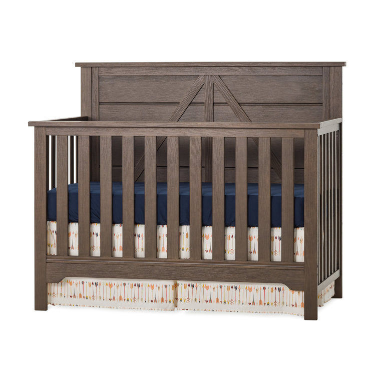 Brushed Truffle Pine Wood 4-in-1 Convertible Crib