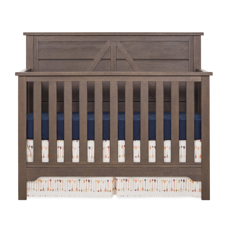 Brushed Truffle Pine Wood 4-in-1 Convertible Crib