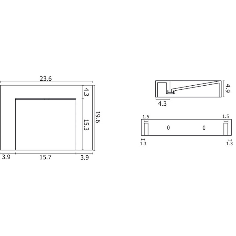 Gloss White Polymarble Rectangular Wall Mount Bathroom Sink