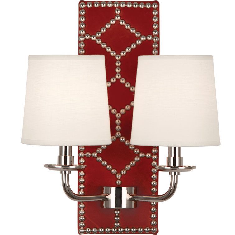 Colonial Williamsburg Inspired 16.5" Black Leather & Polished Nickel Sconce