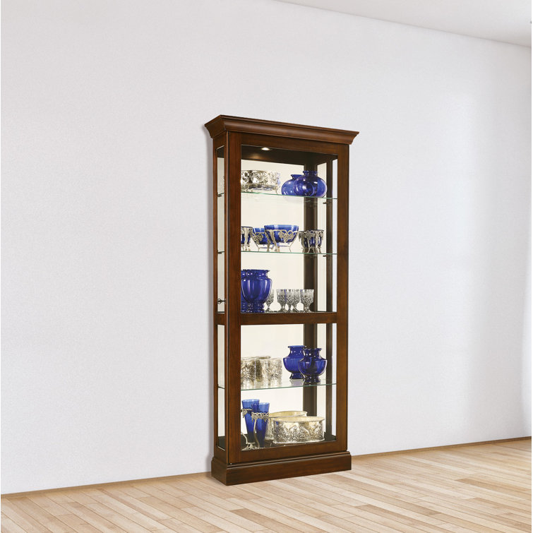 Brown Lighted Traditional Glass Curio Cabinet