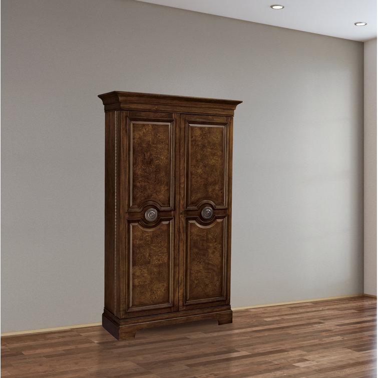Barossa Valley Traditional Brown Bar Cabinet with Ash Burl Accents