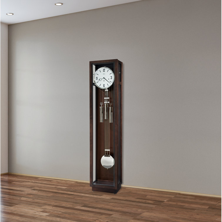 Rutland 80'' Brown Cherry Wood Grandfather Floor Clock with Quartz Movement