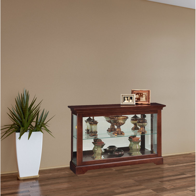 Cherry Bordeaux Lighted Glass Curio Cabinet