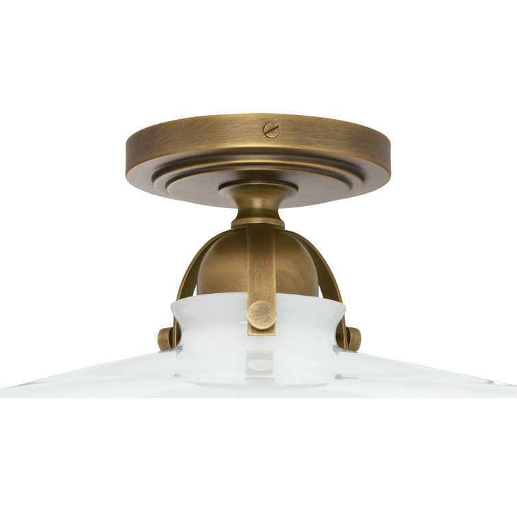 Arial Warm Brass Glass Semi Flush Mount Light