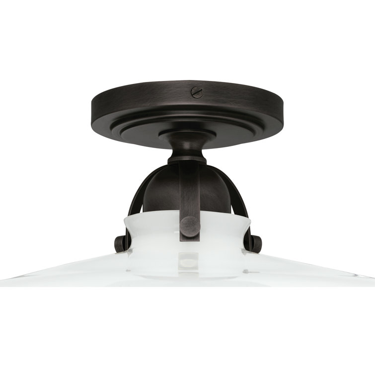 Deep Patina Bronze and Glass Semi Flush Mount Light
