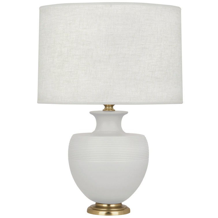 Atlas 25'' Bronze Edison Table Lamp with Oyster Linen Shade