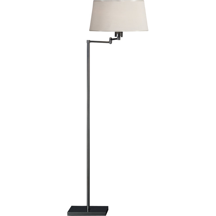 Adjustable White Steel Swing Arm Floor Lamp