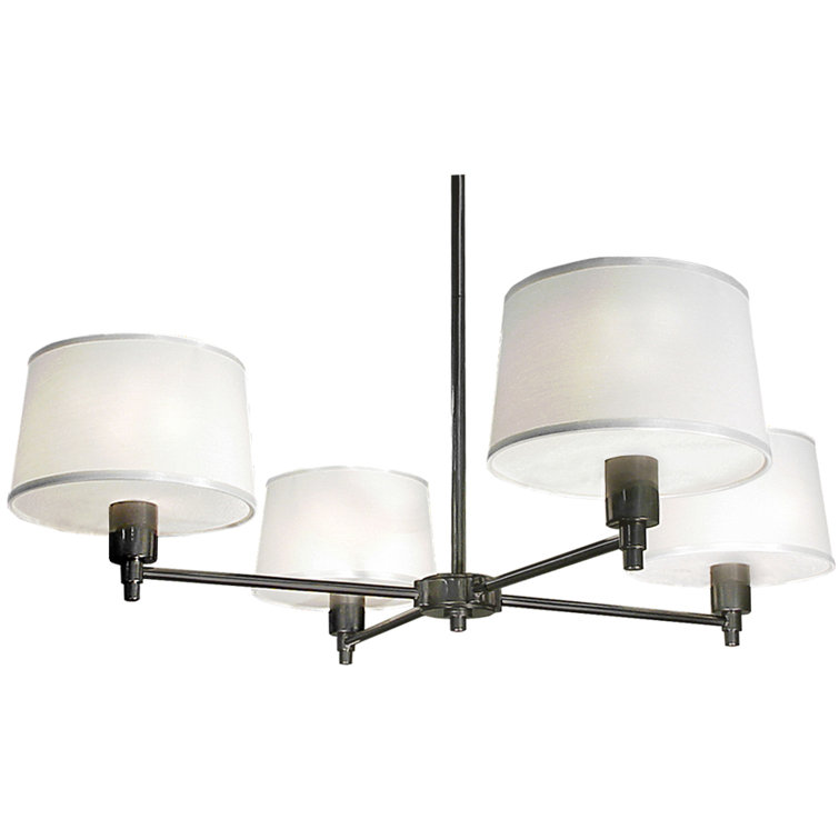 Bronze Drum 35" 4-Light Chandelier with Fabric Shades