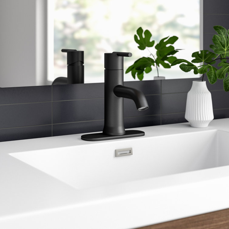 Sleek Matte Black Trinsic Single Handle Bathroom Faucet