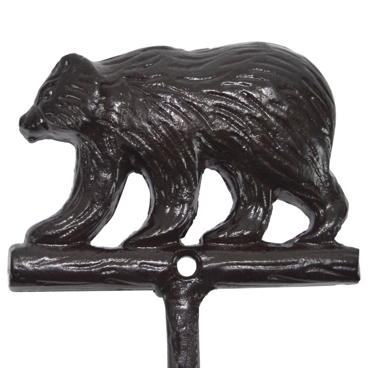 Black Cast Iron Grizzly Bear Rustic Wall Mounted Towel Bar