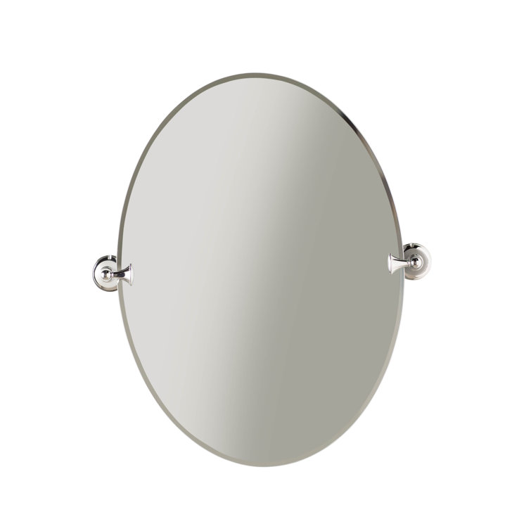 26" x 22.8" Frameless Oval Chrome Bathroom Vanity Mirror