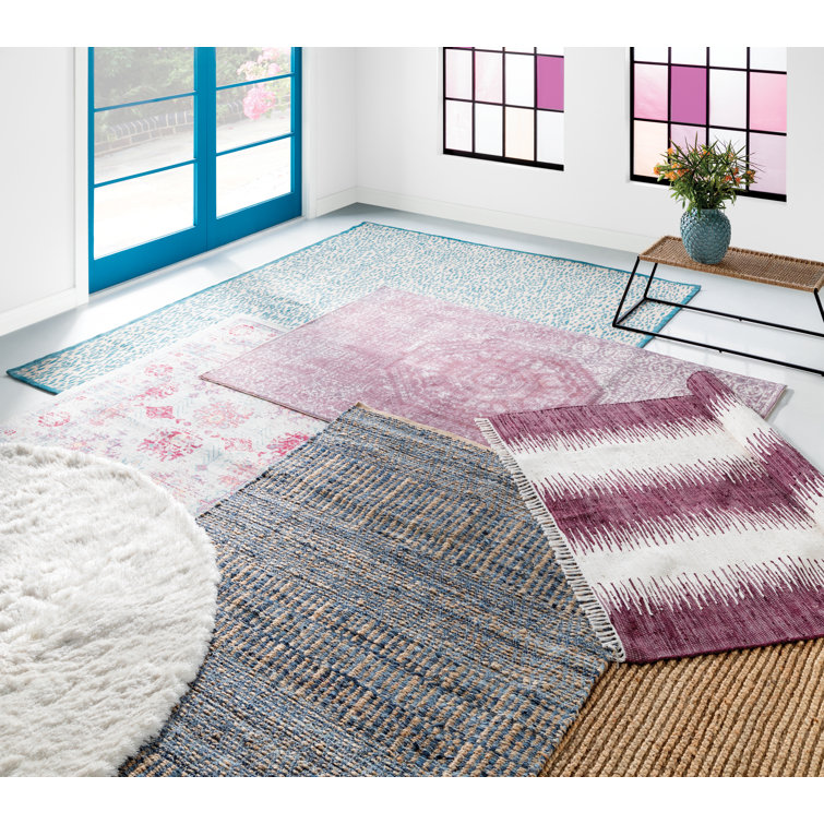 Marbella Blue Beige Flat Woven Wool 8' x 10' Area Rug