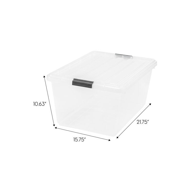 Clear Polypropylene Stackable Storage Bin with Latch Lid, 68 Quart