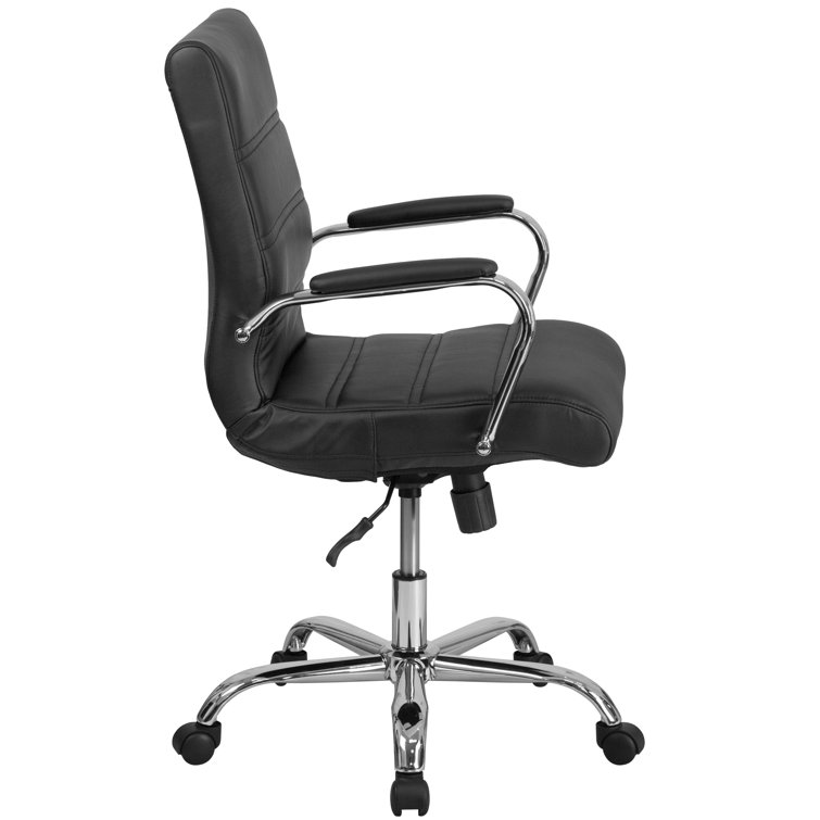 Sleek Mid-Back Black LeatherSoft Swivel Executive Office Chair