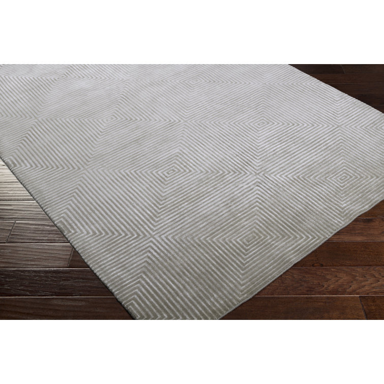 Gray Hand-Knotted Wool and Viscose 2' x 3' Rug