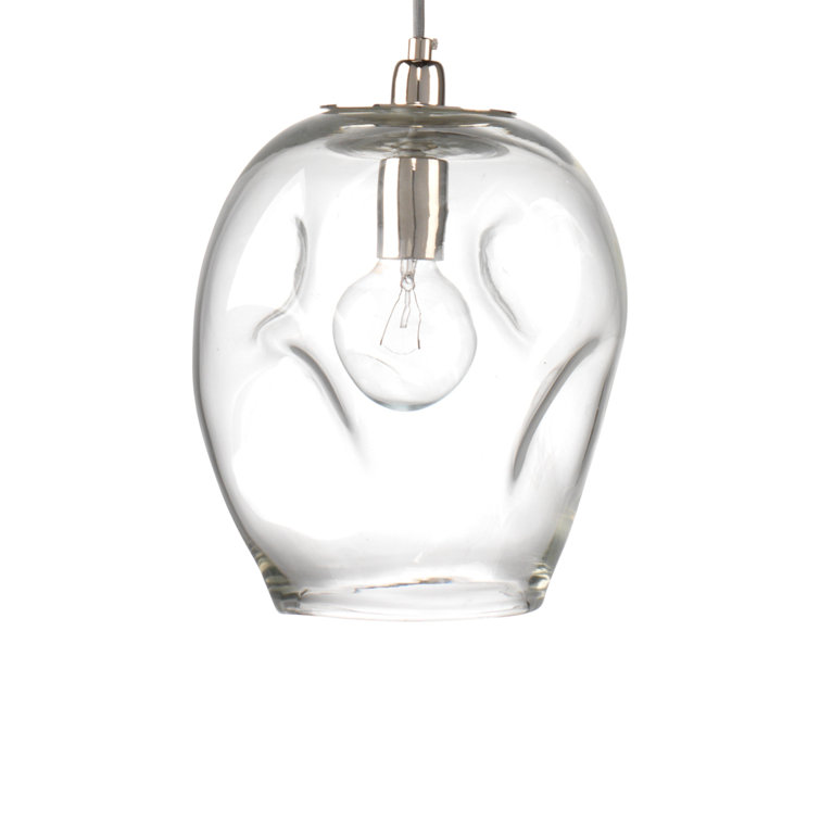 Clear Glass Nickel 1-Light Pendant with Adjustable Cord