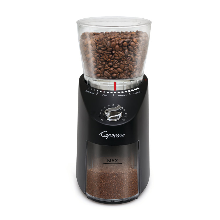 Black Electric Conical Burr Coffee Grinder with Adjustable Grind