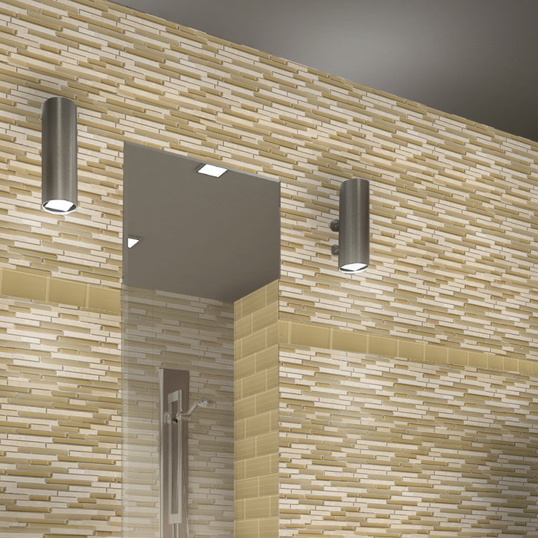 Murano Beige and White Glass Mosaic Tile