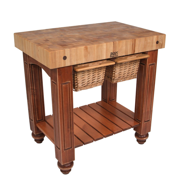 Cherry and Maple Butcher Block Kitchen Prep Table