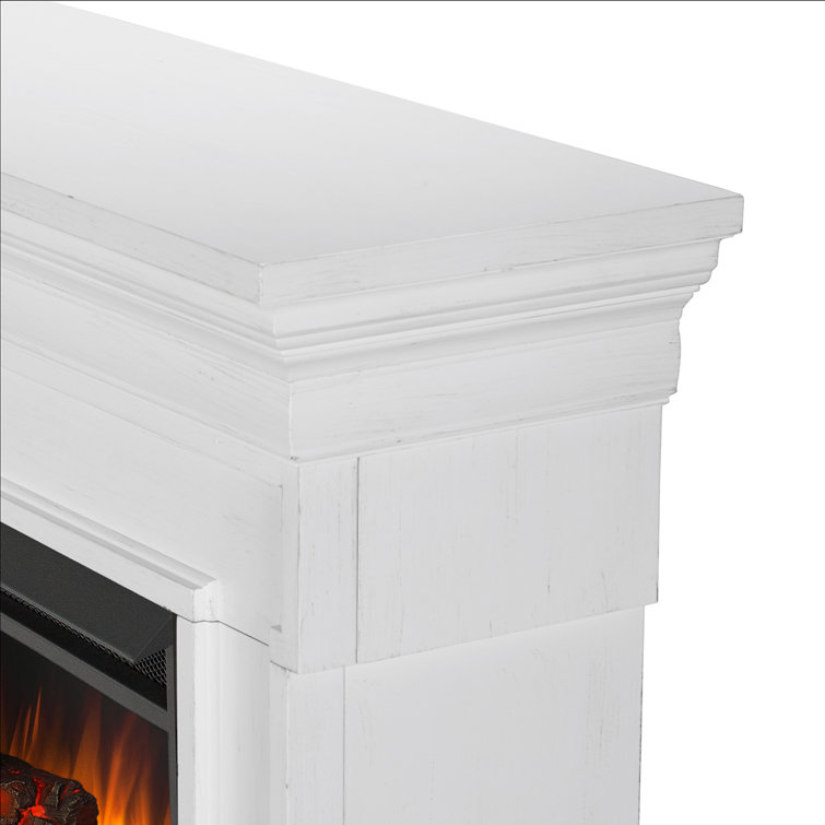Emerson 56'' Rustic White Electric Fireplace with Mantel