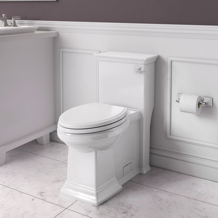 White Elongated High Efficiency Free Standing Toilet with Right Hand Lever