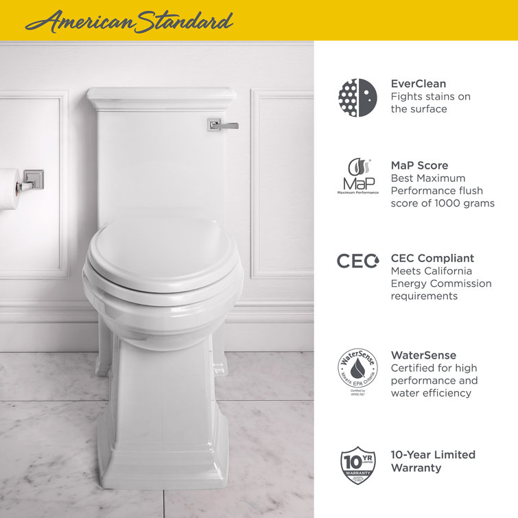 White Elongated High Efficiency Free Standing Toilet with Right Hand Lever