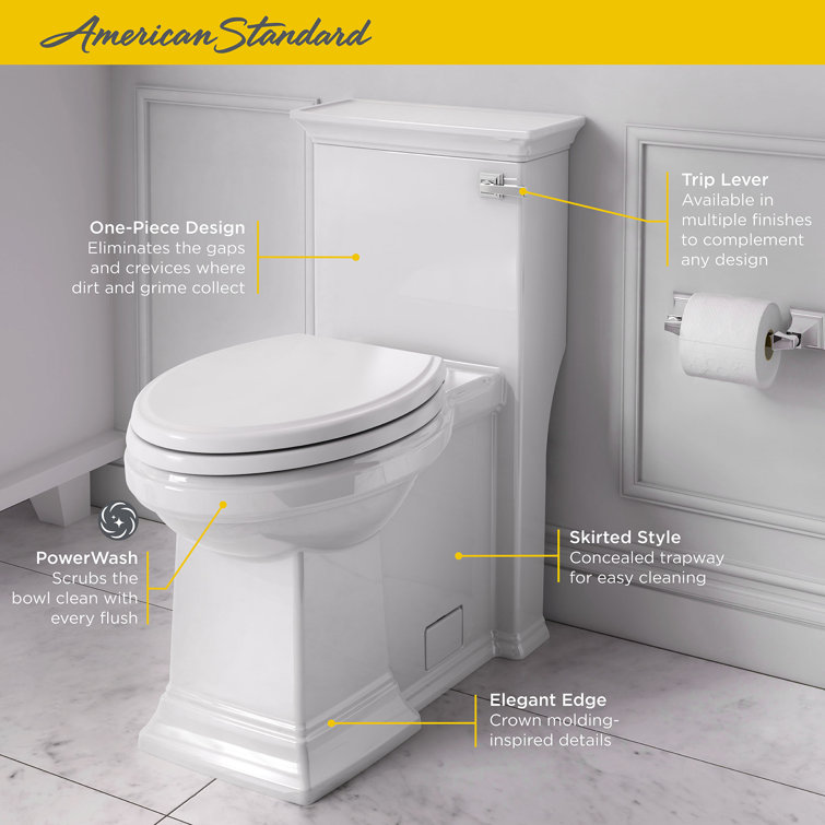 White Elongated High Efficiency Free Standing Toilet with Right Hand Lever