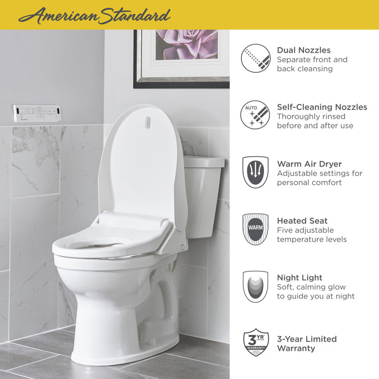 Advanced Clean White Elongated Bidet Toilet Seat with Remote Control