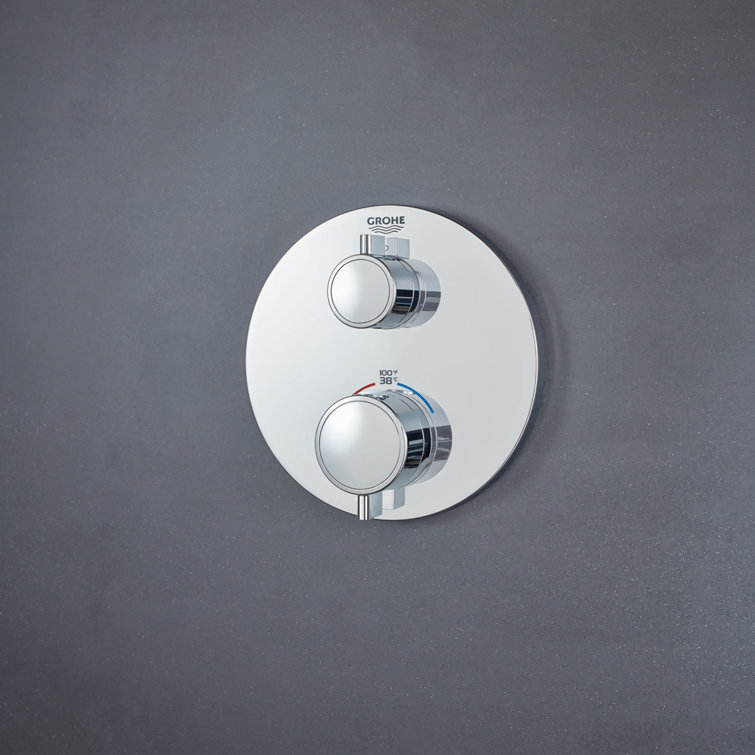 European Brushed Nickel Wall-Mounted 2-Handle Thermostatic Shower Trim