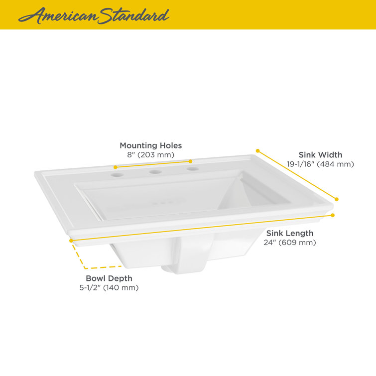 Town Square White Ceramic Rectangular Drop-In Bathroom Sink
