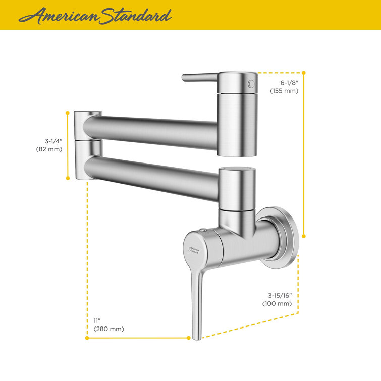 Stainless Steel Wall-Mount Double-Jointed Pot Filler Faucet