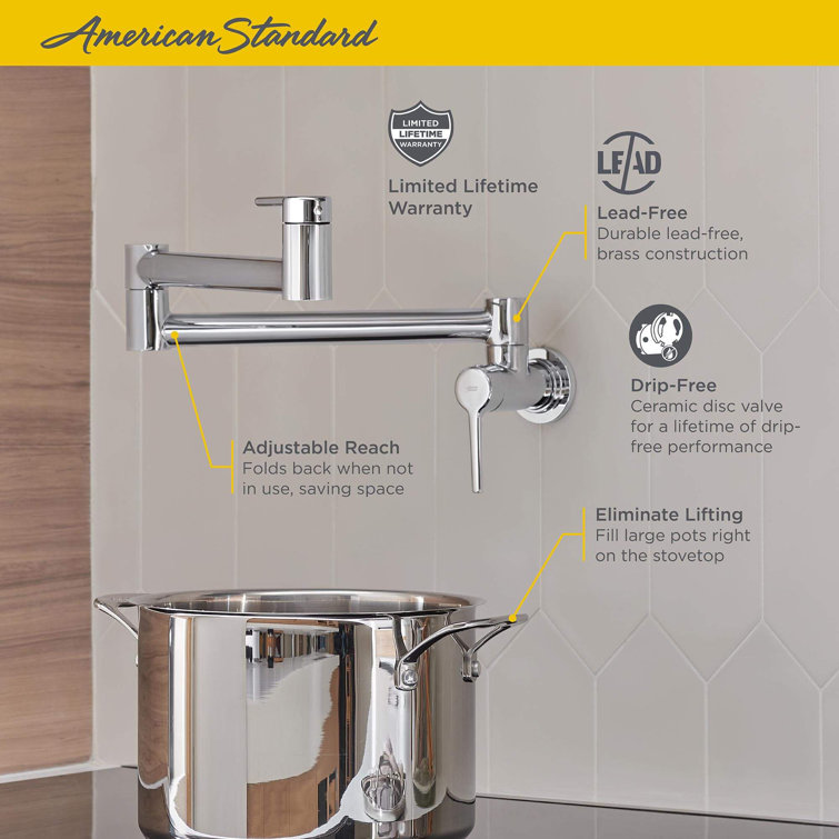 Stainless Steel Wall-Mount Double-Jointed Pot Filler Faucet
