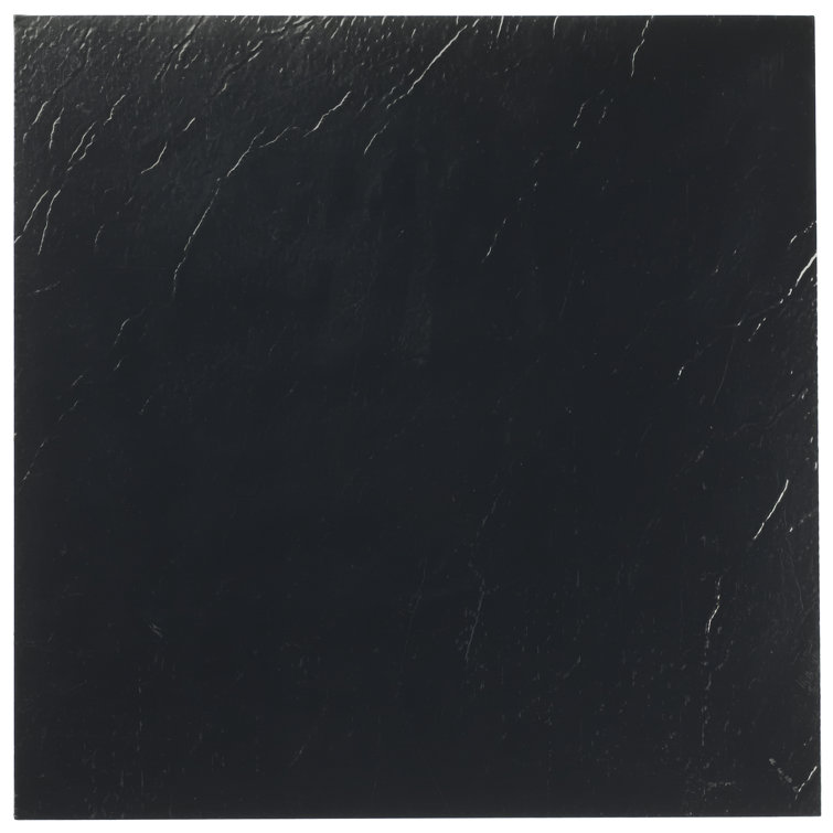 Black Glossy Self-Adhesive Vinyl Floor Tiles, 12" x 12"