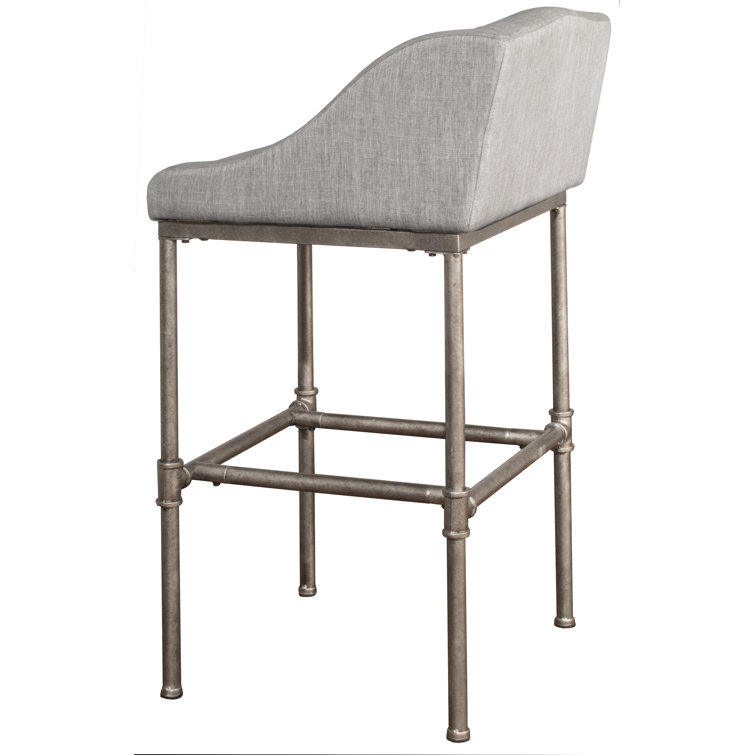 Dillon 27.7" Modern Industrial Gray Metal Bar Stool with Wingback Design