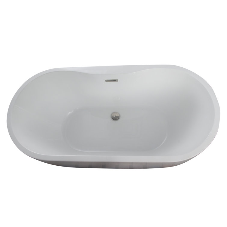 Penney 61'' White Freestanding Acrylic Soaking Bathtub