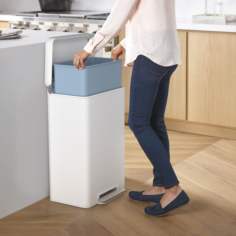 White Stainless Steel 13 Gallon Step-On Trash Can
